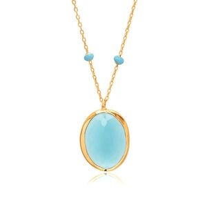 🔥 PRICE DROP‼️Aquamarine Quartz Charm Necklace - 22K Gold-Plated 925 Silver